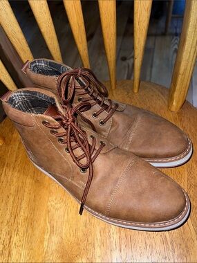 Ferro Aldo Men's Brown Chukka Burt Boots with Plaid Lining 6.5